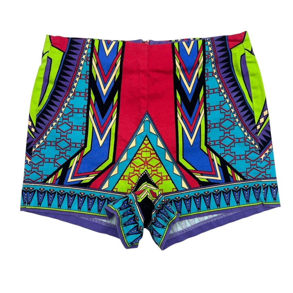 Flying Tomato Geometric Print Shorts Colorful Festival High Waist‎ M